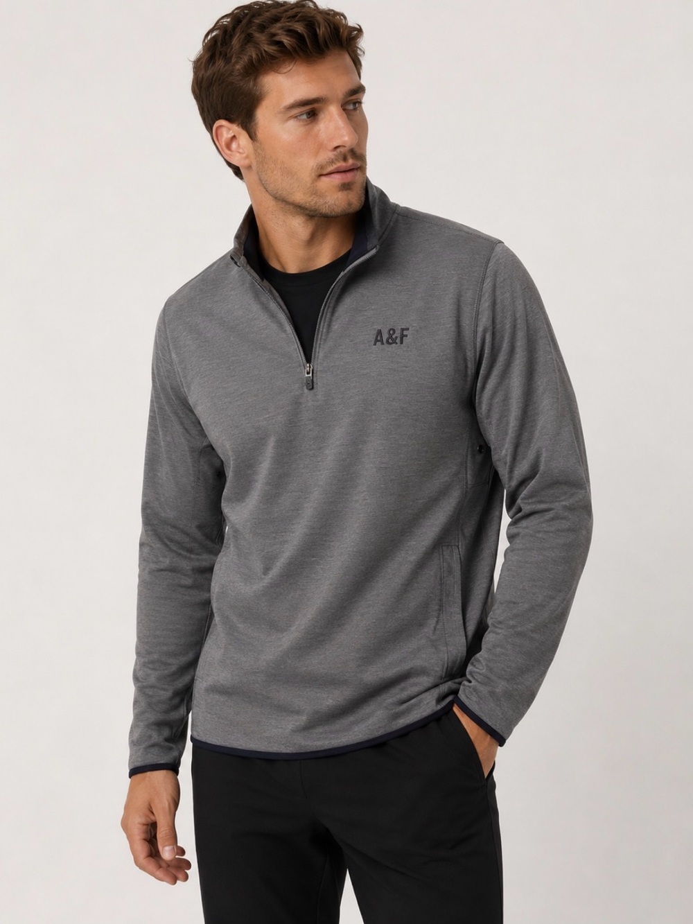 Abercrombie & Fitch Men’s Water-Resistant Performance Quarter-Zip Pullover – Med